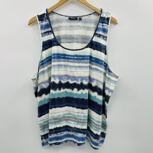 Apt 9 Womens Plus Size 3X Sequin Front Tie Dye Sleeveless Tank Top in Blue 1914